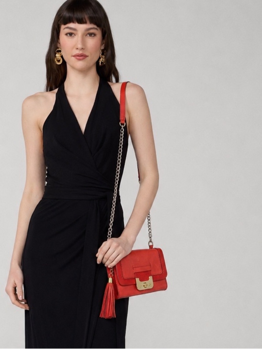 Diane Von Furstenberg Mini Harper Shoulder Bag Red Leather